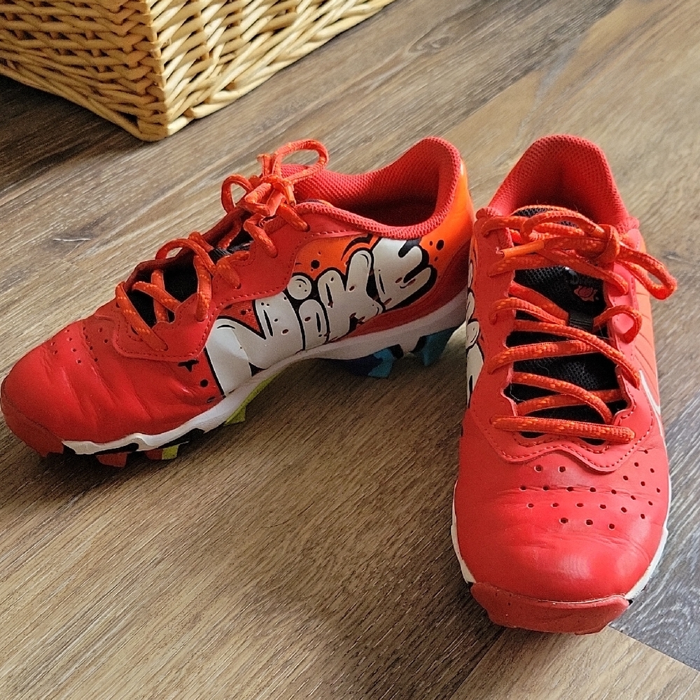 Nike Kids Red/Orange Baseball Cleats